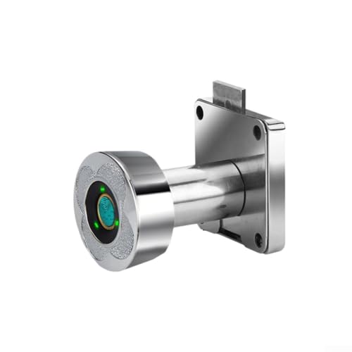 Desiumite Cerradura de cajón de huellas dactilares para gabinete, buzón, caja de almacenamiento, cilindro de bloqueo biométrico de aleación de zinc, uso de puerta única, 37,5 mm de diámetro