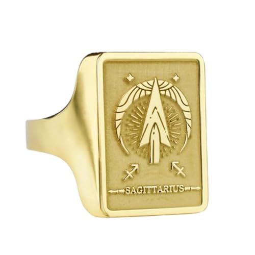 Bague signe du zodiaque argent et chevalière rectangulaire or