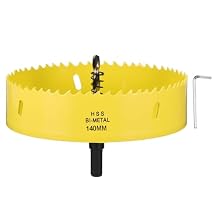 5-1/2"140mm Hole Saw, M42 Bi-Metal Hex Shank Hole Cutters Drill Bit with Spring - Cutting Tool for Thick Metal Board Alloy Steel Plate. Yellow