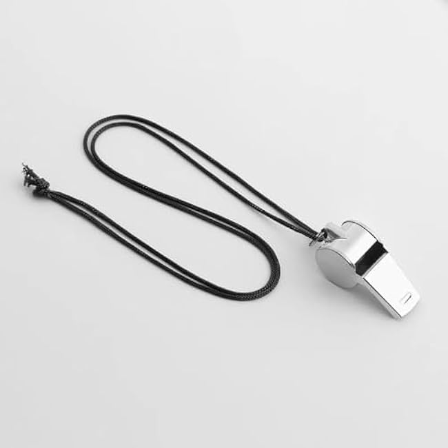 Silver Stainless Steel/Iron Whistle with Lanyard, Loud Crisp Sound Whistle Sports Whistle Soccer Football Whistles for Referee, Teacher, Adult, Sports and Outdoor Recreation Accessories