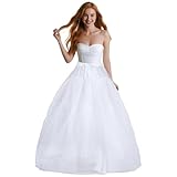 baotongle Hoopless Petticoats for Women Crinoline A line Slips Underskirt Bridal Gown Floor Length 4 Layers Floor Length Slips for Wedding Halloween (US, Alpha, One Size, Regular, Long, 1, White)