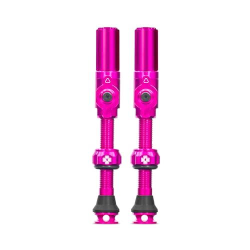 Muc-Off Big Bore Hybrid Tubeless Valves - Maximum Air Flow CNC Aluminium Valve System - Coreless Design for Presta Rims - Fast Inflation and Sealant Fill - Pink, 45mm