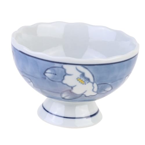 DEARMAMY Ciotola Ceramica Giapponese con Piedistallo Blu Insalatiera Decorativa per Frutta e Dessert Resistenti Odori per Feste e Ristoranti