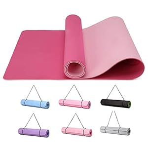 Good Nite Esterilla de Gimnasia para Yoga, Esterilla de Fitness, Antideslizante, Esterilla de Entrenamiento, Esterilla de Pilates, Esterilla de Gimnasia con Correa, 183 * 61 8 0,6 cm (Rosa/Ciruela)