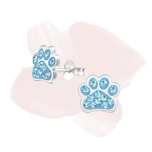Laimons Mädchen-Ohrstecker Ohrringe Kinderschmuck Hundepfote Pfote mit Glitzer aus Sterling Silber 925 (Hellblau)