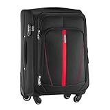 DIAMOND Mittelgroßer Weichschalenkoffer M 24" – Schwarz, Codura 1200D, 360° Rollen, Zahlenschloss, Erweiterbar, 60–72 L, Leicht & Robust