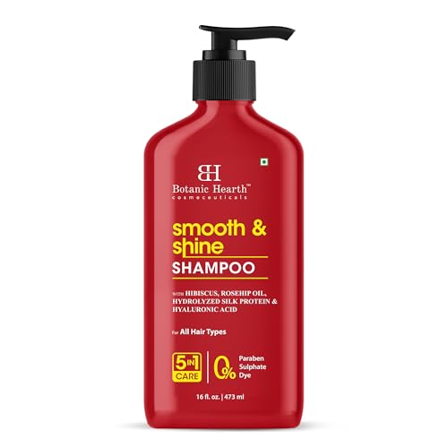 Image of Botanic Hearth Hibiscus Shampoo Infused With Rosehip Oil, Hydrolyzed Silk Protein & Hyaluronic Acid Clarifying Shampoo To Smooth, Add Shine & Strengthen Hair| For All Hair Types, 16 Fl Oz