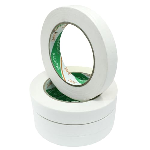 Image of 4 Rolls White Masking Tape, 0.7 inch x 55 Yards Medium High Tack Masking Tapes, All Purpose Label Tape for Painting, DIY, Home, School, Office, Labeling and Crafts
