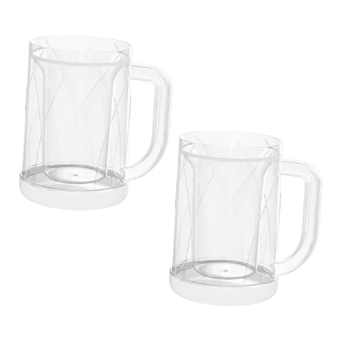 FIXOSHEE 2 Piezas Tazas de Cerveza Reutilizables de Doble Pared con Aislamiento Congelables con Asas para Bebidas Frías para Exteriores y Verano de Unidades