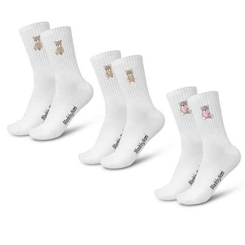 Made by Nami 3 Paar Lustige Socken Damen & Herren mit Motiv im Set Festival Accessoires (DE/NL/SE/PL Numerisch 35 40 Regular Regular Teddy Set)