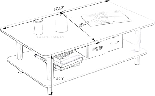 Image of Coffee Table - Rectangle Center Table for Living Room Engineered Wood Tea Table with Storage Stylish Teapoy Table for Hall Lounge and Office