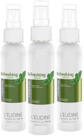 L'EUDINE Refreshing Splash - Paquete de 3 ambientadores en aerosol  4 onzas líquidas, spray de eucalipto para cuerpo, ropa, ropa de cama, hogar,