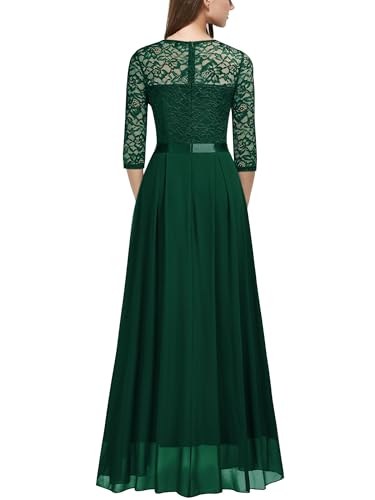 Miusol Women's Elegant Floral Lace Retro 3/4 Sleeve Contrast Bridesmaid Maxi Dress2