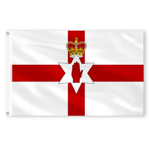 Image of AhfuLife 2pcs Northern Ireland Flags 3x5 Ft, Large Northern Ireland Flags for Outside - Double Side with Brass Eyelets for for Olympic Party Decorations, Bar Garden Street Decoration Indoor Outdoor