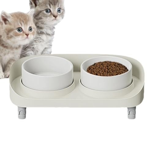 Pet Feeder, geneigte erhöhte Katzen- und Hundefutterschalen mit rutschfestem Ständer und auslaufsicherem Boden- Stabiler Stressabbau Schüssel für Haustiere