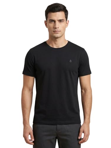 Image of NavyBlue Yacht Men's T-Shirt Mercerized Cotton Premium Cotton – Basic T-Shirt with Logo. Regular Fit, Black, M
