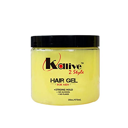 Kalive2style Mens Hair Styling Gel 16 Oz, Strong Hold Hair, Gel for Men with Light Shine and Refreshing Fragrance, Non-Flaking and No Alcohol