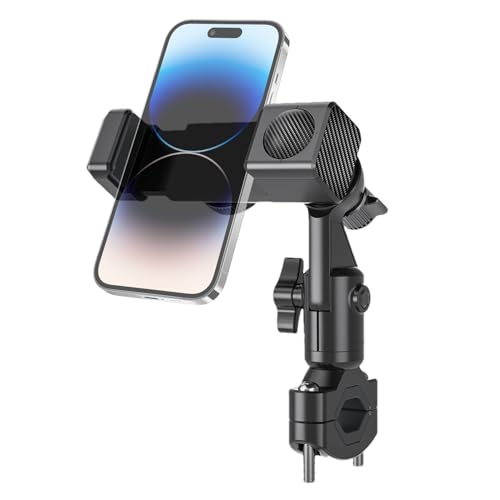 Soporte de teléfono de bicicleta - soporte giratorio de teléfono de 360 ° para bicicleta y scooter | Soporte para puerta para moto con brújula incorporada, enchufe seguro para navegación GPS