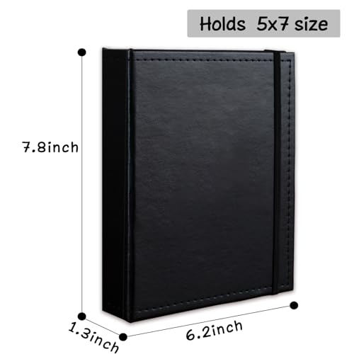 Cherrich PM7I-BLACK-2P Photo Album 5X7 52 Pockets Pack Of 2 Leather Cover Picture Book Holds 5X7 Photos thumb #3