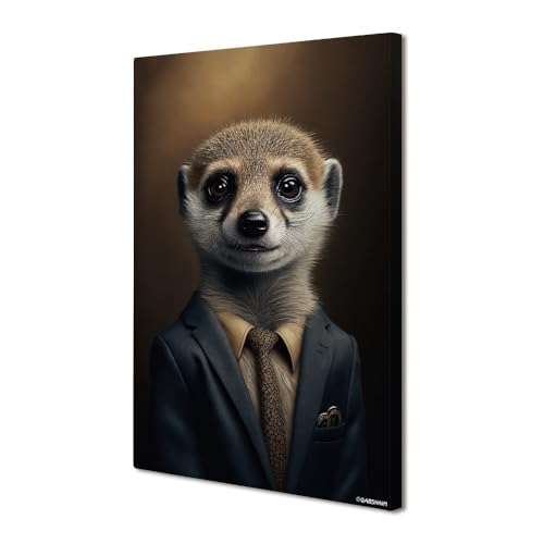 GABSHAIM Baby Meerkat In A Business Suit Canvas Wall Art Oil Painting Funny Animal Portrait Canvas Print Poster Picture Home Living Room Bedroom Decoration Unframed, Style 4
