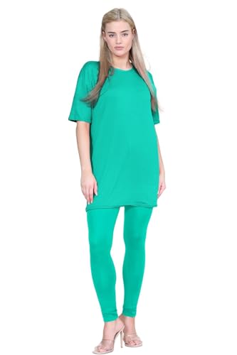 Hamishkane® Co Ord set för kvinnor, enfärgade damträningsoveraller, lång baggy, överdimensionerade kortärmade t-shirts, elastisk midja, fitnessleggings, 2-delad outfit, sommar loungewear-set för