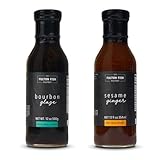 Fulton Fish Market Sauce Bundle – Sesame Ginger Marinade (12fl oz) and Sweet Bourbon Seafood Glaze (12oz) – Flavorful, All-Natural Sauces for Fish, Salmon, Shellfish, Chicken, and Vegetables
