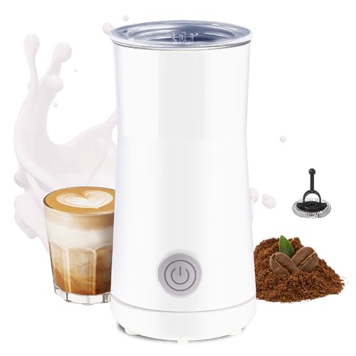 Seydere Simple Milk Frother 2 in 1 Milk Steamer and Frother Electric Milk Steamer Milk Warmer and Hot Milk Foam Maker for Latter Macchiato Cappuccinos (White)