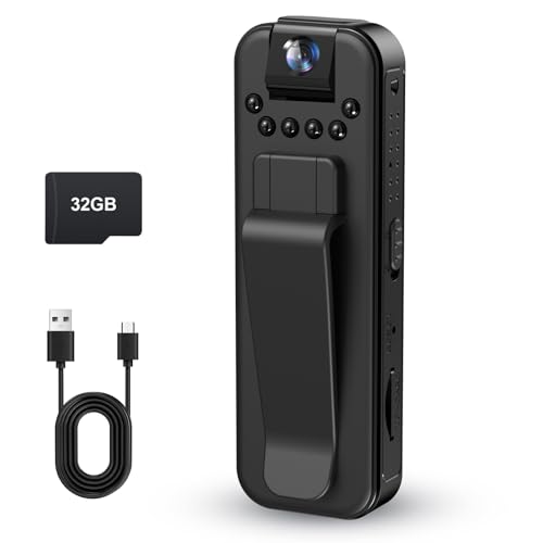 Mini Body Camera 1080P HD Small Video Recorder Built in 32GB Card