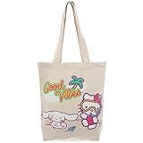 Hobby Lobby Hello Kitty Canvas Tote Bag, 13.5 x 13.5 x 3.75 inches, Two Style Options (Good Vibes)
