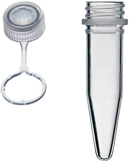 1.5 mL Microcentrifuge Tube with Tethered Screw Cap, Polypropylene Material, Graduated, Write On Spot, Sterile, RNase/DNase-Free, Non-Pyrogenic, 50 Tubes per Pack