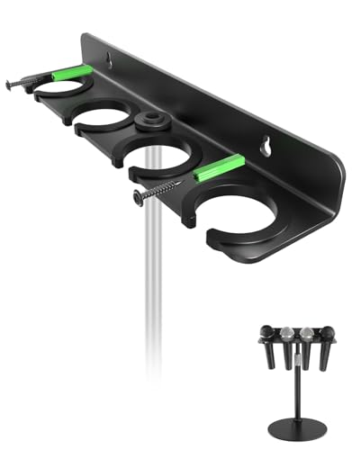 Support de rangement pour microphones muraux ou sur pied pour 4 micros