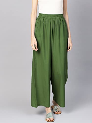 Image of Go Gazab - Stylish Women's Palazzo: Trendy Rayon Solid Color Ethnic Wear Palazzo