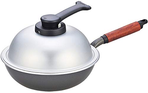 北陸アルミ 中華鍋24cm [ガス火専用] 軽量 ウー・ウェンパン+ カムナイトグレー WPL24 テフロン加工 日本製