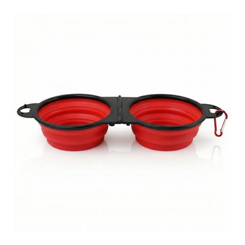 Bee Neat Adjustable Pet Bowl with 2 Size Options – Foldable Travel Dog & Cat Bowl 12.5 x 4.3 x 2, Collapsible Food & Water Bowl for Walking, Hiking & Outdoor Travel, Red
