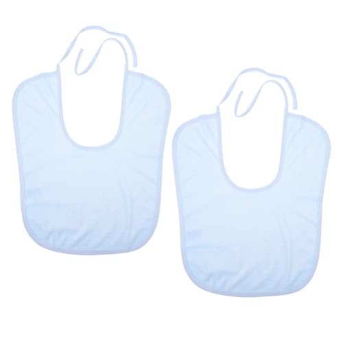 POPETPOP Babero para Comer Adultos 2 Piezas, Toalla de Saliva de Fibra de Bambú Ajustable, Protector Reutilizable para Personas Mayores, Adecuado para Uso Diario en Alimentación y Cuidado