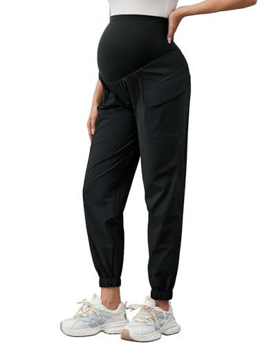 PACBREEZE Women's Maternity Cargo Joggers Quick-Dry Hiking Pants Active Outdoor Casual Pregnancy Sweatpants