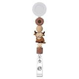 Geyoga Boho Highland Cow Badge Reel Cow Retractable ID Card Badge Holder Silicone Beaded Name Tag Pediatric Clip for Nursing Student Doctor Nurse Teacher Gifts, with Alligator Clip & 24' Cord