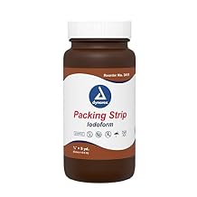 Dynarex 3411 Plain Packing Strip, Sterile Wound Care, 100% Cotton Woven Packing Strip, with Iodoform, Soft & Absorbent, 1/4" x 5 Yard.
