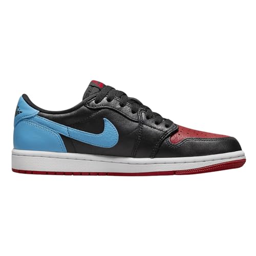 Nike Air Jordan 1 Retro Low Womens Shoes-Size-10.5, Black/Dk Powder Blue-gym Red