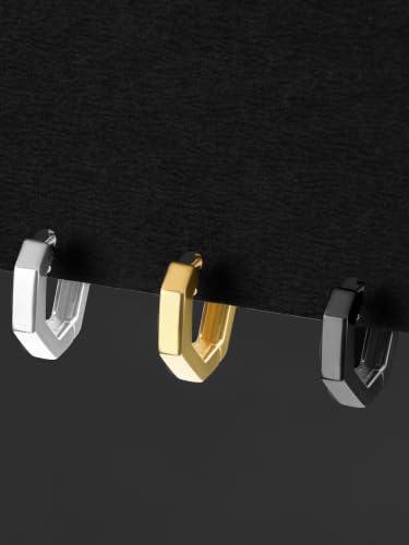 Image of ORIONZ Hoop Earrings for Men & Boys (1 Piece) - 925 Sterling Silver - Gift for Birthday Anniversary - 18k Gold Plated Jewellery - Men Fashion