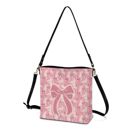 Image of HUGS IDEA Boho Bags for Women Leather Handbag Shoulder Bucket Crossbody Purse