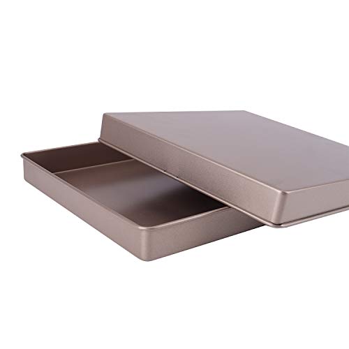 Square Baking Pan, 11X11 Inch Nonstick Square Cake Pan/Baking Sheet Pan/Square Cookie Sheet, Carbon Steel & Champagne Gold #TOP2