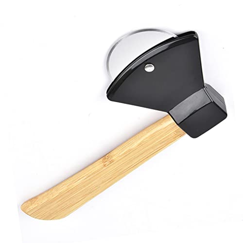 Hacha cortador de pizza lyrlody con agarre ergonómico de bambú y cubierta de PP 3