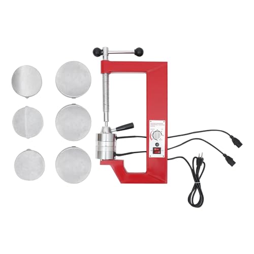EurHomePlus Tire Patch Repair Tool Kit Tire Auto Tyre Vulcanizing Machine Kit, 110V Spot Hot Vulcanizing Machine with 6 Molds, Adjustable Height 100 * 80mm Tire Repair Machine Fully Rotating C-Frame
