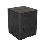 TOOMAX Composter da giardino Ambition antracite 260L 60x60x73h cm, contenitore per compostaggio in plastica riciclata, resistente ai raggi uv, con coperchio e sportello per aerazione