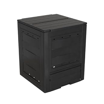 Foto di TOOMAX Composter da giardino Ambition antracite 260L 60x60x73h cm, contenitore per compostaggio in plastica riciclata, resistente ai raggi uv, con coperchio e sportello per aerazione