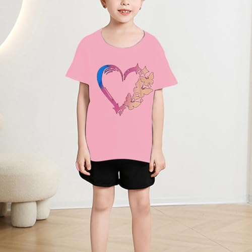 Girls Graphic Tshirt Love Print Crew Neck Short Sleeve Tops Tees Summer Kids Plain Cute Athletic School Blouses Clothes2