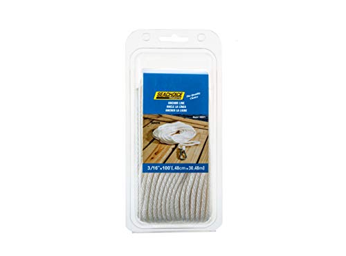 Seachoice Anchor Line Rope, Hollow Braid, Polypropylene, White, Spring Hook, 3/16 In. X 100 Ft. - Thumbnail 4