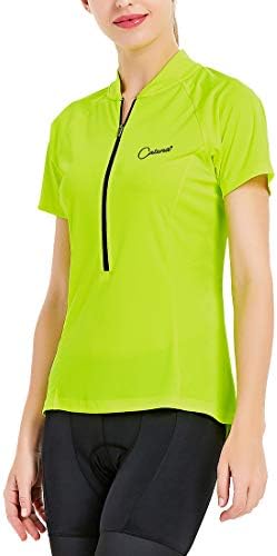 CATENA Women's Cycling Jersey Short Sleeve Shirt Running Top Moisture Wicking Workout Sports T-Shirt (Small, Yellow-Long)