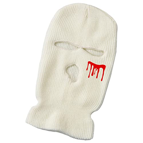 luchike Halloween Bloody Wound 3 Hole Passamontagna Maschera da sci Copertura integrale Maschera per il viso Inverno Cappello termico per lo sci Ciclismo Arrampicata, bianco, M-L